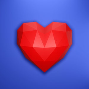 Papercraft hart liefde sjabloon PDF Dxf, SVG / corazon amor - San Valentin, Valentijnsdag, liefde, laag poly, amor, Pepakura laag poly