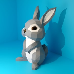 Papercraft bunny / bunny DIY PDF template, dxf, rabbit, Low Poly rabbit, origami, Pepakura, Paper Model, 3D