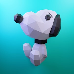 Papercraft Snoopy, Hund, Vorlage, DIY PDF, FDX und SVG, Low Poly, Maus, Origami, Pepakura, Papiermodell, 3D