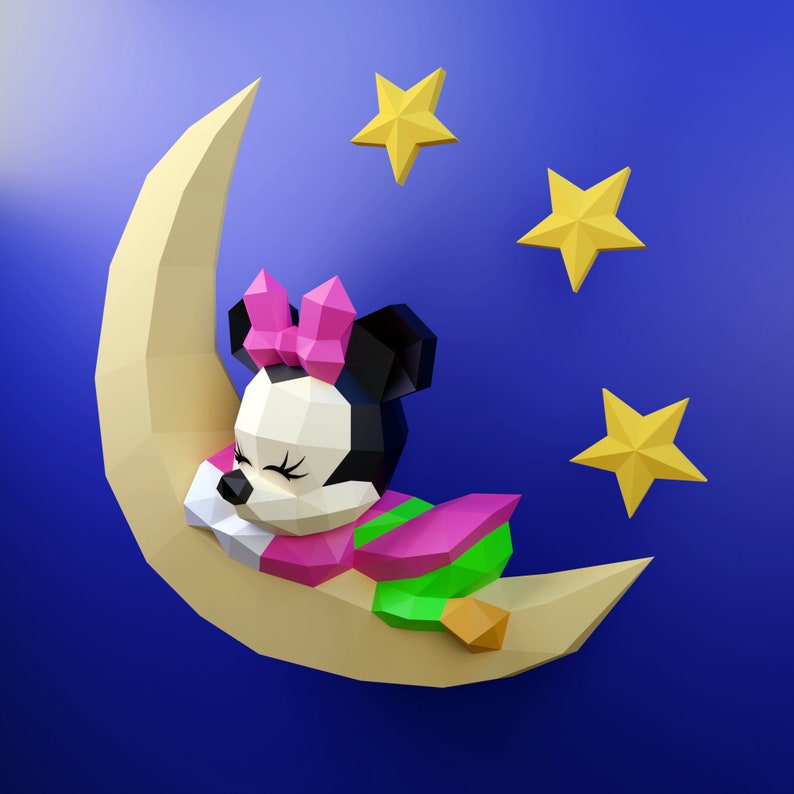 Papercraft Baby Minnie Sleeping Template DIY PDF FDX Svg - Etsy