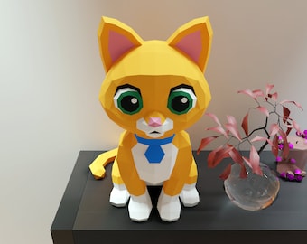 gatto robotico di carta Sox, formato Pdf, SVG e DXF compatibile con Cricut e Cameo, modello digitale, 3D, giocattolo di carta origami Tory Buzz cat