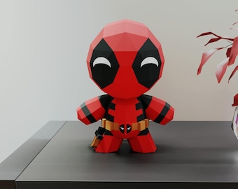 Modello di carta DeadPool, formato PDF, SVG e DXF compatibile con Cricut e Cameo, modello digitale, origami di carta 3D, Pepakura