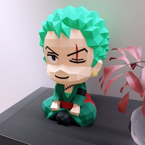 papercraft zoro, cane, formato Pdf, SVG e DXF compatibile con cricut e cameo, modello digitale, 3D, carta, origami pepakura one piece