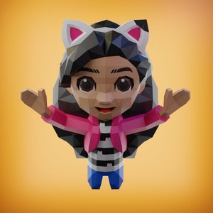 Papercraft gabby, doll house, wall model, digital DIY PDF, DXF, Low Poly, origami, Pepakura, Paper Model, 3D, cameo, cricut, pepakura