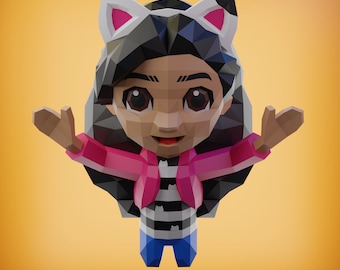 Papercraft gabby, doll house, wall model, digital DIY PDF, DXF, Low Poly, origami, Pepakura, Paper Model, 3D, cameo, cricut, pepakura