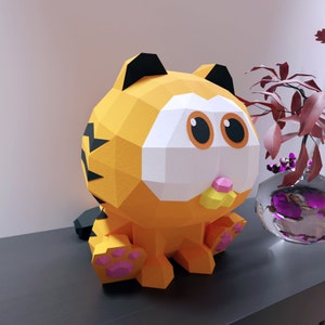 Modello Papercraft baby cat, formato Pdf, formato SVG e DXF compatibile con cricut e cameo, modello digitale, origami di carta 3D, pepakura