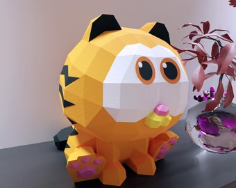 Modello di carta per origami a forma di gatto, formato PDF, SVG e DXF compatibile con Cricut e Cameo, modello digitale, origami di carta 3D, Pepakura