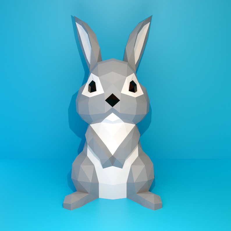 Papercraft Bunny / Bunny DIY PDF Template, Dxf, Rabbit, Low Poly Rabbit ...