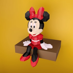 papercraft MInnie mouse, Pdf, SVG and DXF format compatible with cricut and cameo, digital template, 3D, paper, origami, pepakura