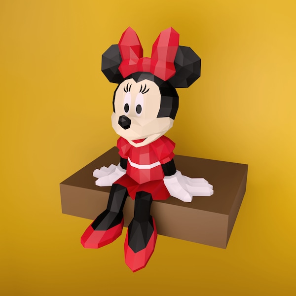 papercraft MInnie mouse, formato Pdf, SVG e DXF compatibile con cricut e cameo, modello digitale, 3D, carta, origami, pepakura