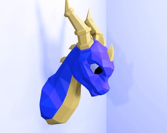 Dragon papercraft, DIY KIT Template, , Decoration, Low Poly, origami, animal, PDF kit, Pepakura, Paper, Sculpture
