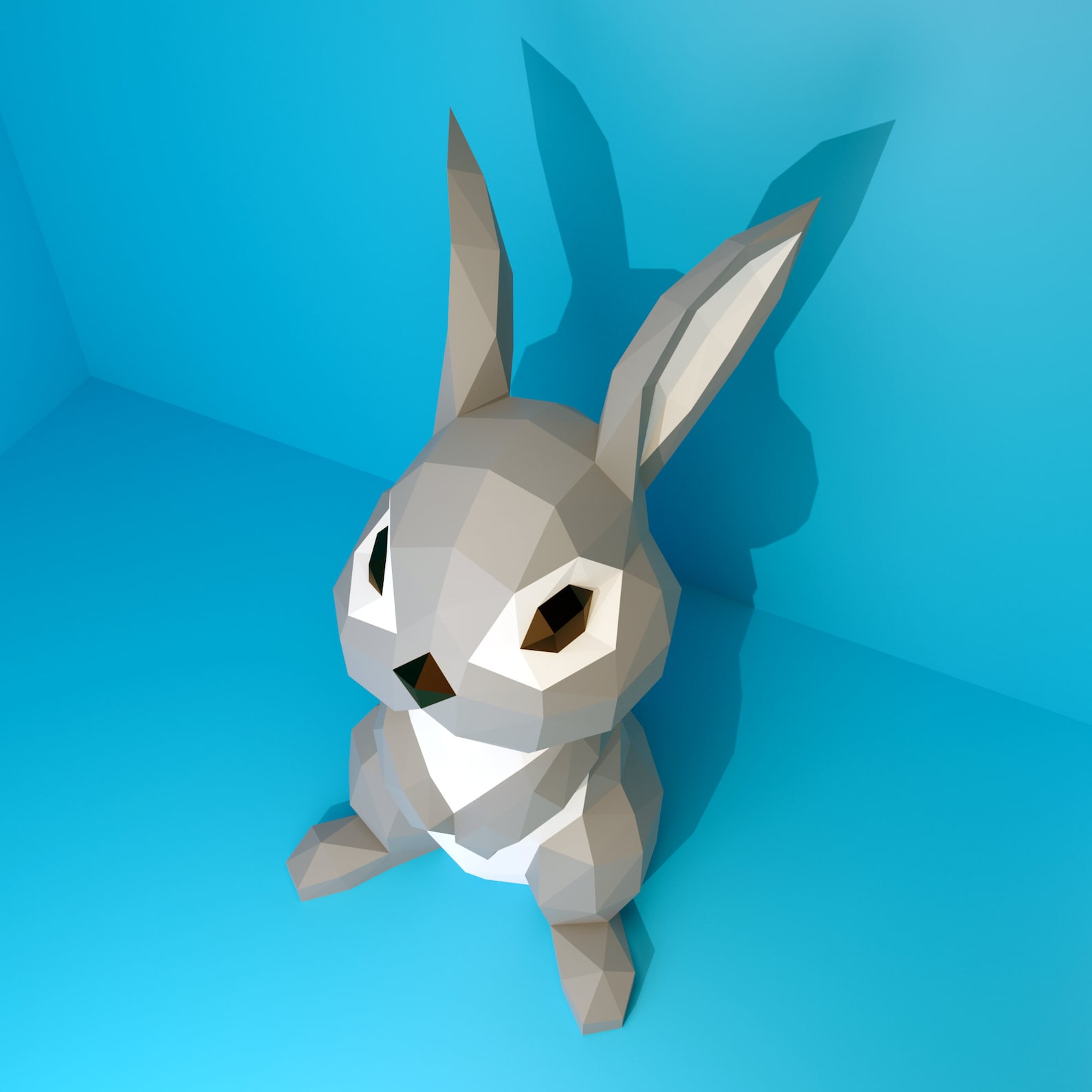 Paper Model Rabbit Papercraft Bunny / Bunny DIY PDF Template, Dxf, Rabbit, Low Poly Rabbit ...