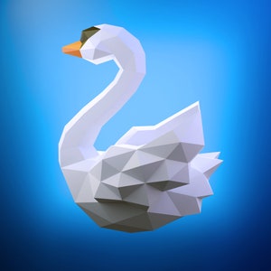 Papercraft Swan / Swan, DIY PDF, DXF, Low Poly, 3d, origami, Pepakura, Paper Model, 3D bild 5