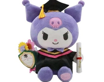 Kawaii Devil Bunny Graduation Plush Personalized Name Tag Cut Grad Gift Soft Huggable Doll