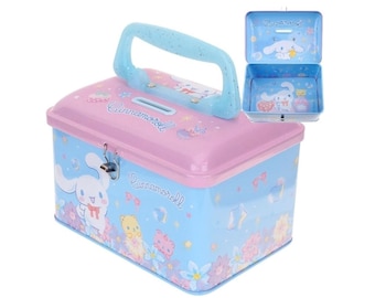Kawaii Puppy Coin Bank Small Items Storage Box Tin with Lock & Movable Handle