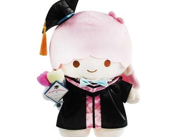 Kawaii Twin Stars Graduation Plush Toy Personalized Name Tag Cut Grad Gift LaLa Soft Huggable Doll