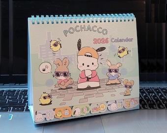 2026~2027 Kawaii Pochacco Puppy Desk Calendar Stand Up Schedule College Office Booklet with Planner Sticker 8.3" x 7.5" x 2.8"