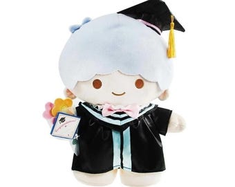 Kawaii Twin Stars Graduation Plush Toy Personalized Name Tag Cut Grad Gift KiKi Soft Huggable Doll