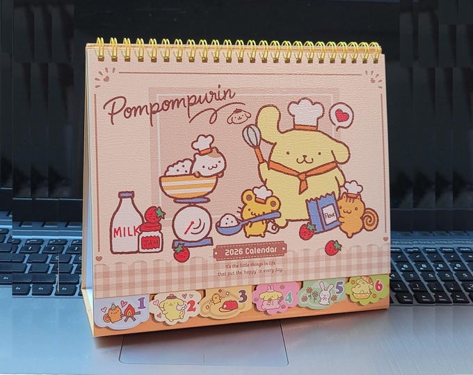 20262027 Kawaii Pompompurin Desk Calendar Desktop Schedule W/ Planner