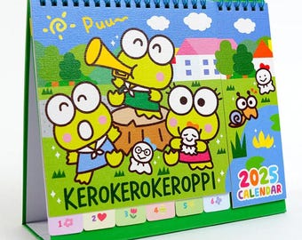 2025~2026 FEATURE Desktop Calendar Keroppi Stand Up Schedule College Office Booklet with Note Pages