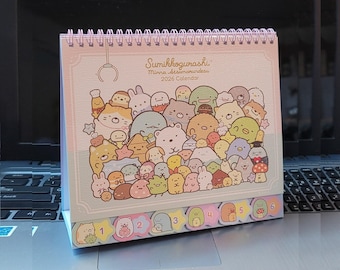 2026~2027 Kawaii Sumikko Gurashi Desk Calendar Stand Up Schedule College Office Booklet with Planner Sticker 8.3" x 7.5" x 2.8"
