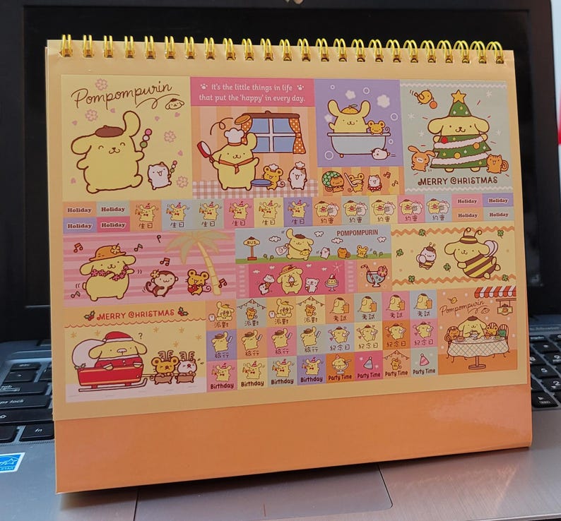20262027 Kawaii Pompompurin Desk Calendar Desktop Schedule W/ Planner