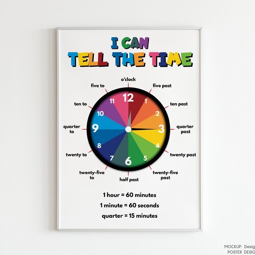 Learn to TELL TIME Educational Poster What Time is It Clock Etsy