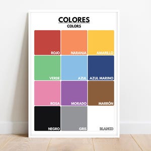 COLOR NAMES, Spanish Language, Educational Poster, Learn Colors, Spanish A1, Montessori, Classroom Decor, Printable, Digital Download
