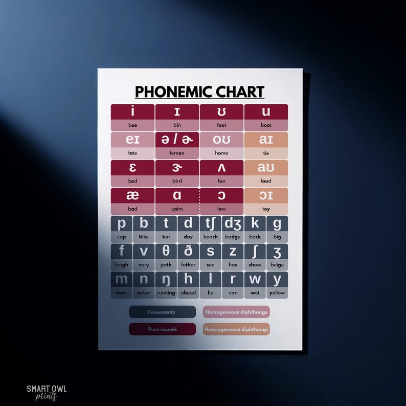 PHONEMIC CHART POSTER, American English Language, Pronunciation ...