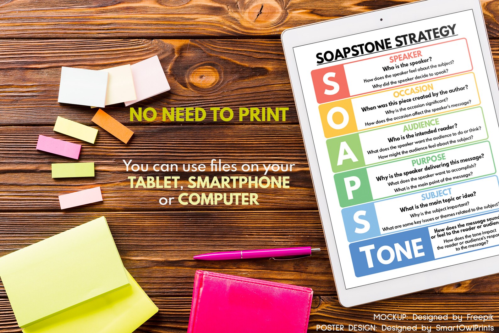 SOAPSTONE STRATEGY POSTER, English Language Educational Poster for Homeschool and English