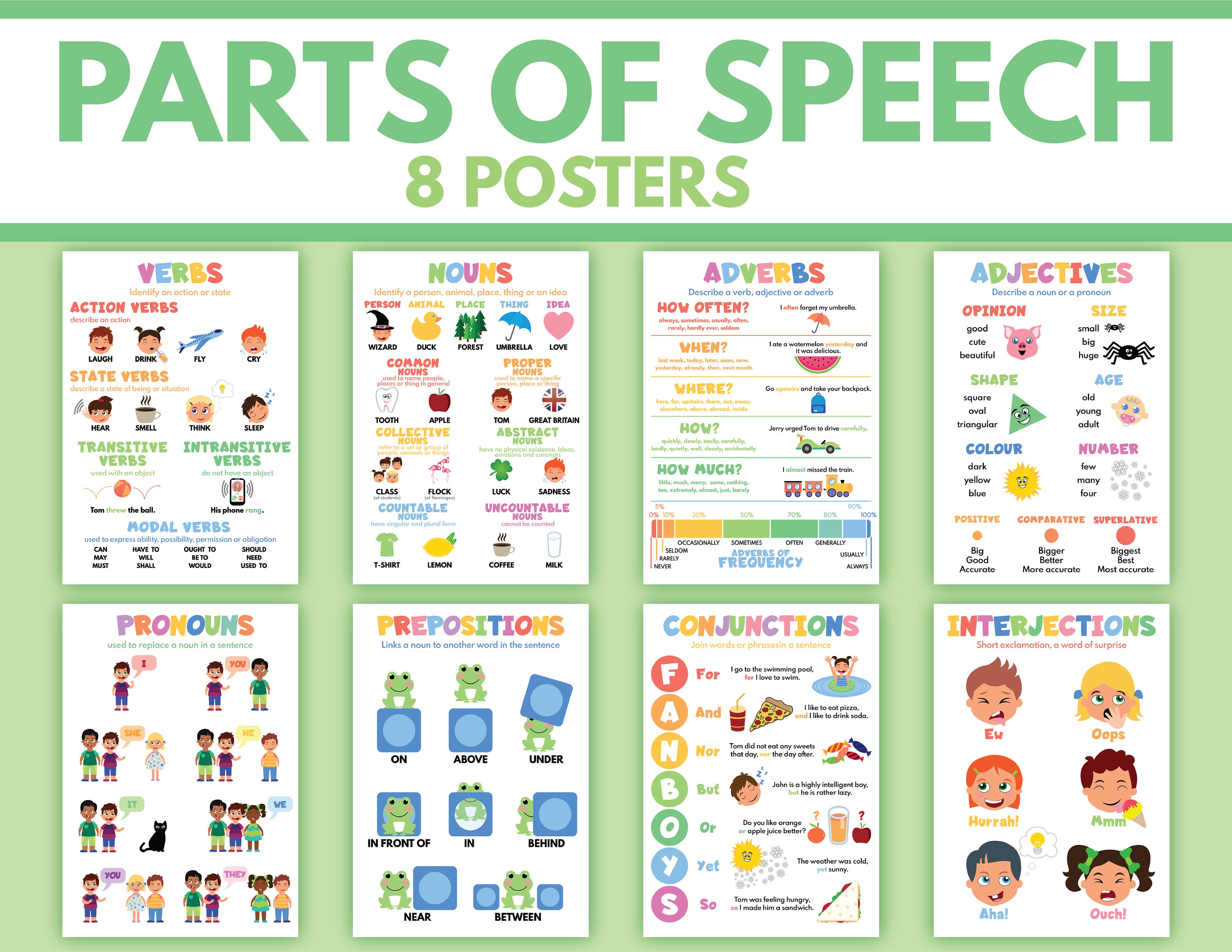 what are the 8 parts of speech