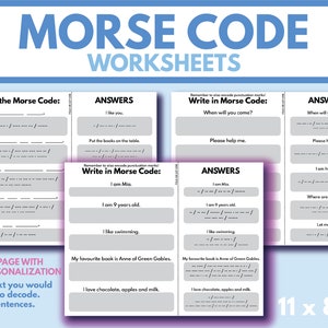 MORSE CODE Worksheets Morse Alphabet Homeschool | Etsy
