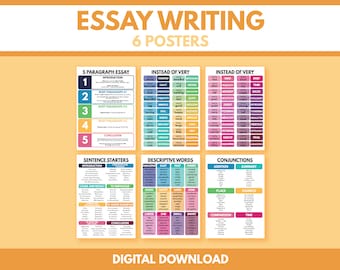 ESSAY WRITING, Set of 6 posters, English language, Homeschool, English Classroom Poster, Educational poster, printable, digital download