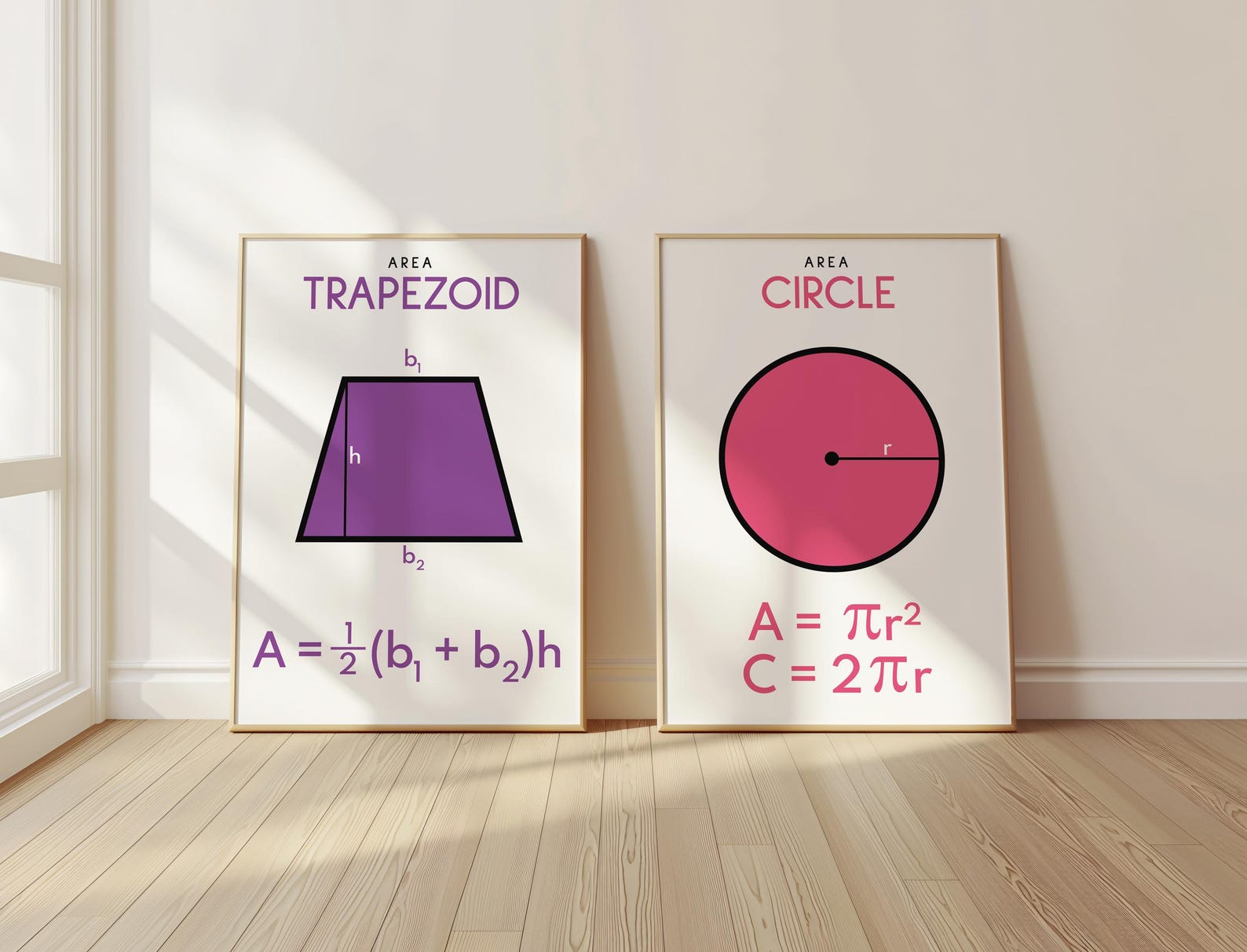 AREA FORMULAS POSTERS, Set of 8 Posters, Geometry, Educational Poster ...