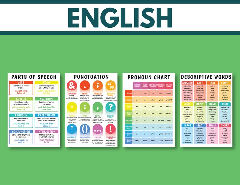 EDUCATIONAL POSTERS SET 24 Posters Poster Bundle English Etsy