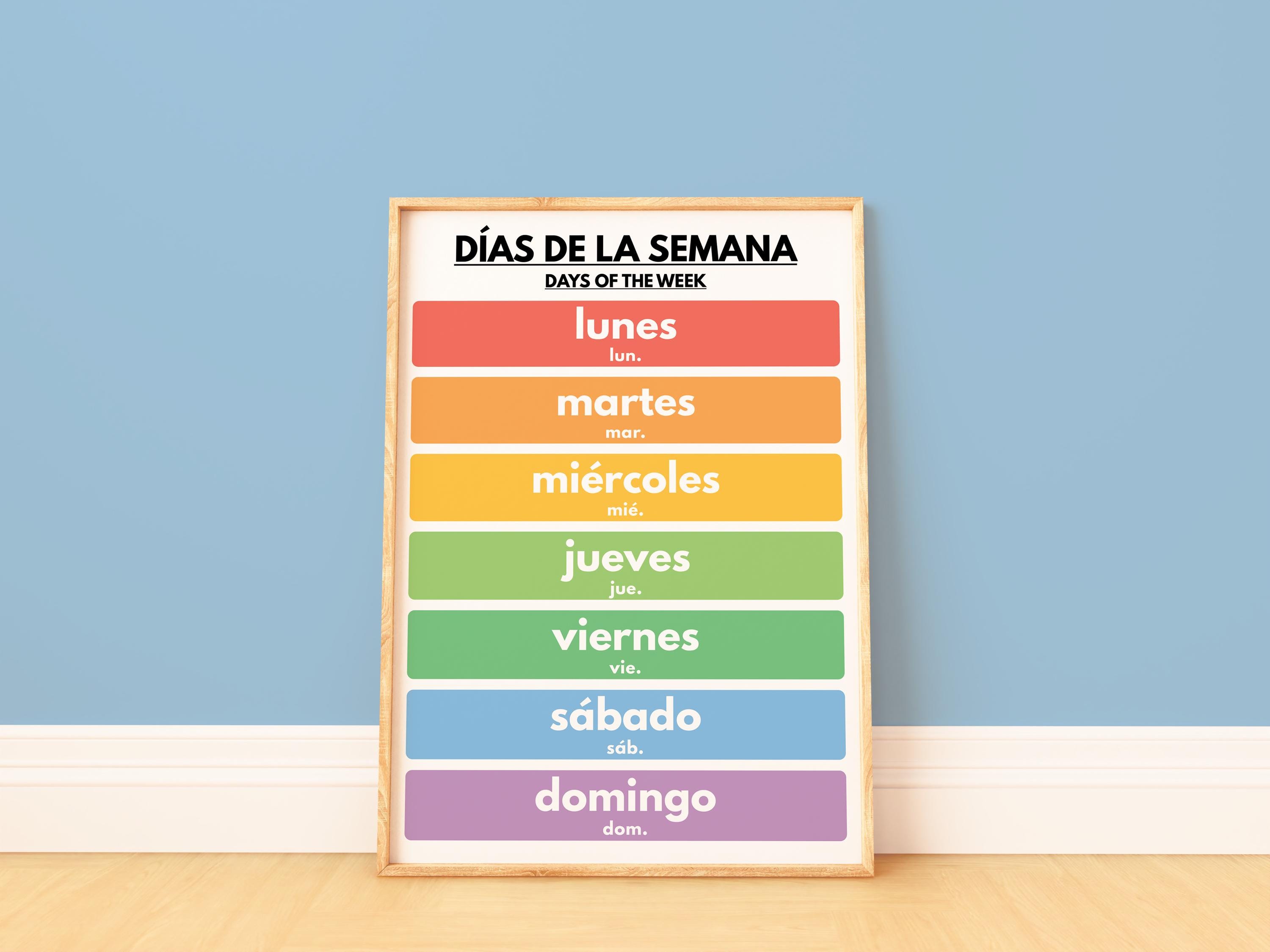 Dias Da Semana Em Espanhol
