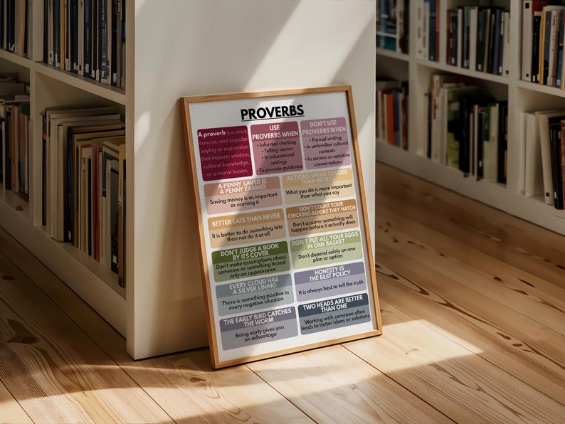 Proverb Frame Proverbs Poster: English Vocabulary, Homeschool Classroom Chart ...
