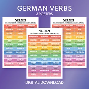 Most Used German Verbs - Etsy