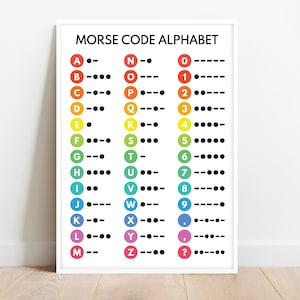 MORSE CODE POSTER, Morse Alphabet, Chart for Homeschool, Classroom Poster, Educational poster, printable, digital download