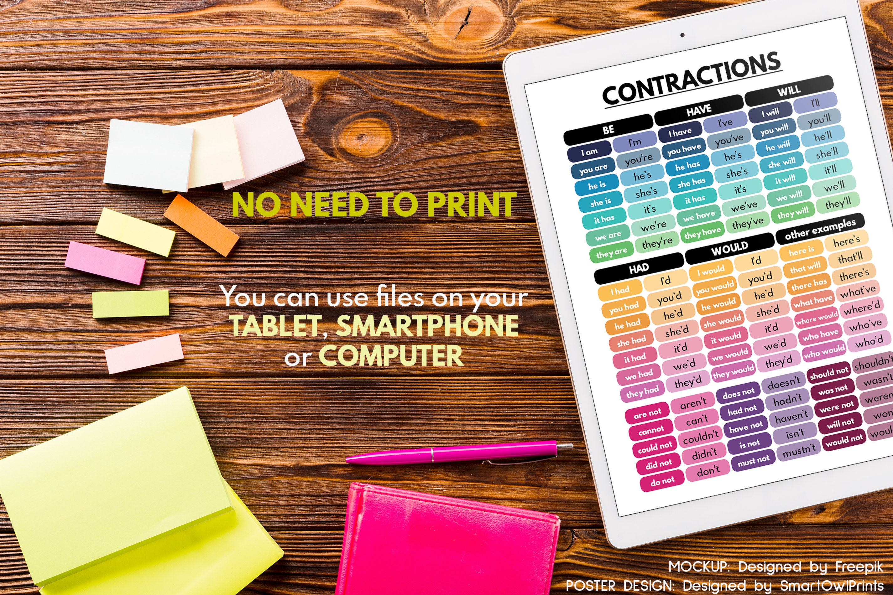 Printable Contractions Poster