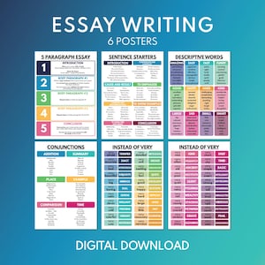 ESSAY WRITING, Set of 6 posters, English language, Homeschool, English Classroom Poster, Educational poster, printable, digital download