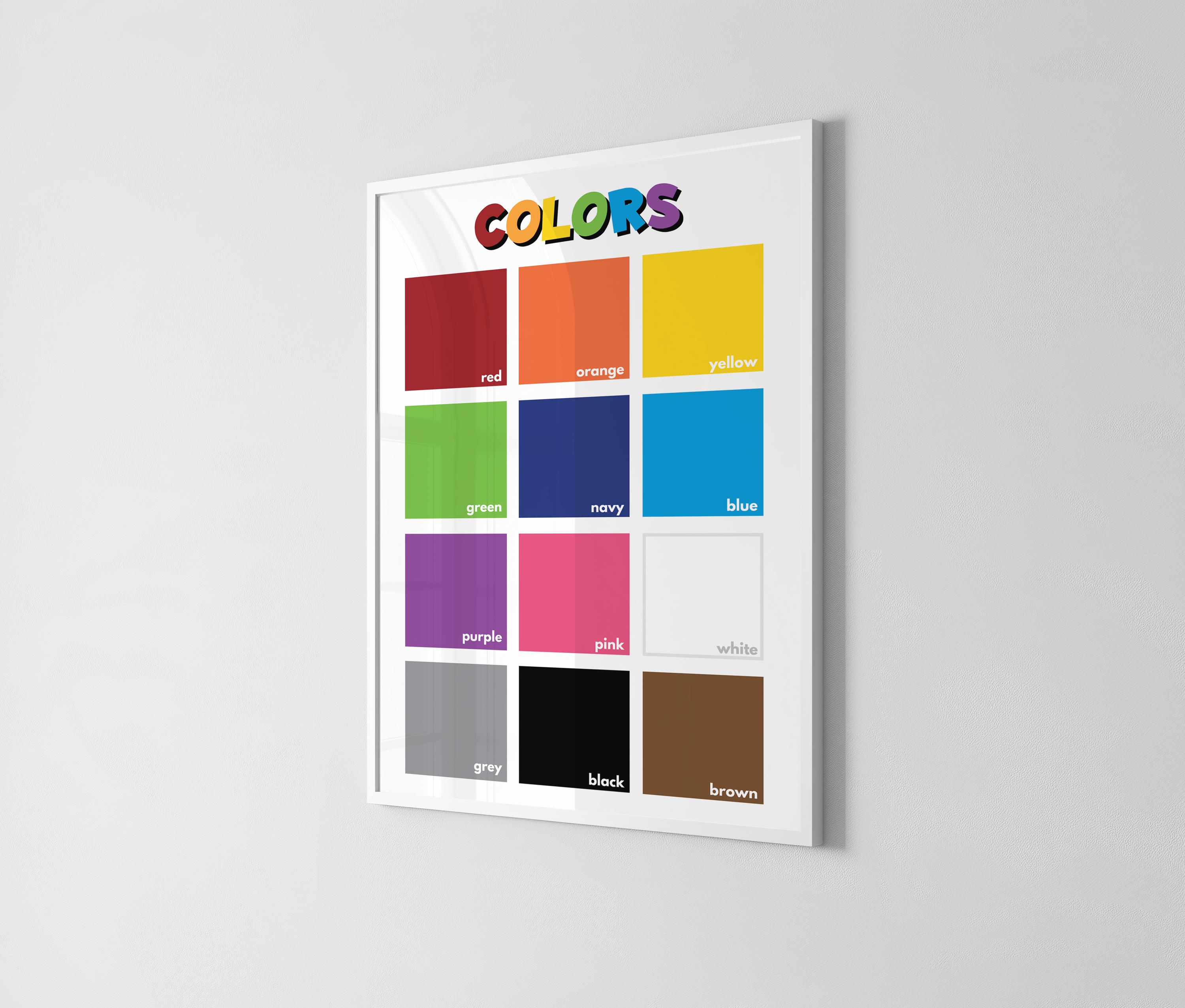 COLOR NAMES for Kids, Educational Poster, Preschool Learning, Learn