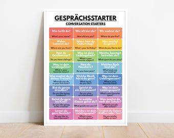 German language, CONVERSATIONS STARTERS POSTER, Grammar Chart, Classroom Decor, Quick Reference, Educational Posters, Digital Download