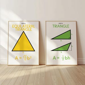 AREA FORMULAS POSTERS, Set of 8 Posters, Geometry, Educational Poster ...