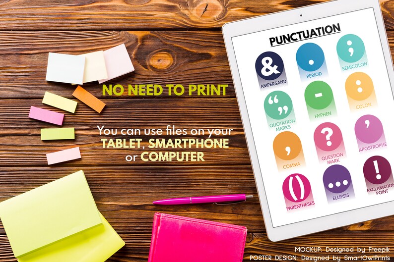 PUNCTUATION SYMBOLS POSTER, Grammar Chart for Homeschool,educational ...