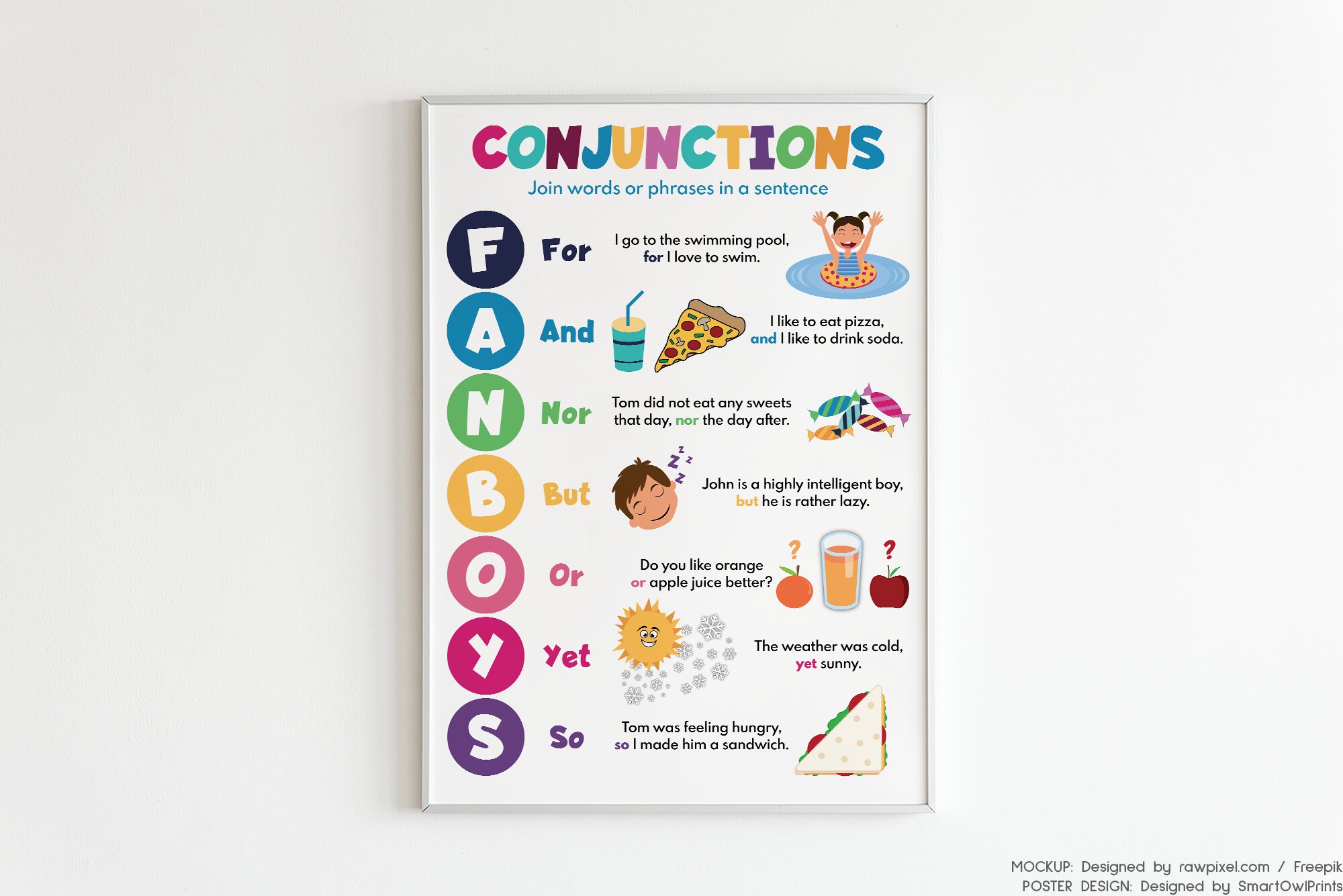 Fanboys Coordinating Conjunctions Poster Colourful Literacy -  Portugal