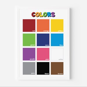 COLOR NAMES for Kids, Educational Poster, Preschool Learning, Learn ...