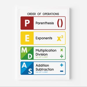 PEMDAS POSTER, Math Classroom Wall Decor, Educational Posters, Math ...