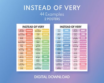 INSTEAD OF VERY poster, English Classroom decor, English Classroom Poster, Educational poster, printable, digital download