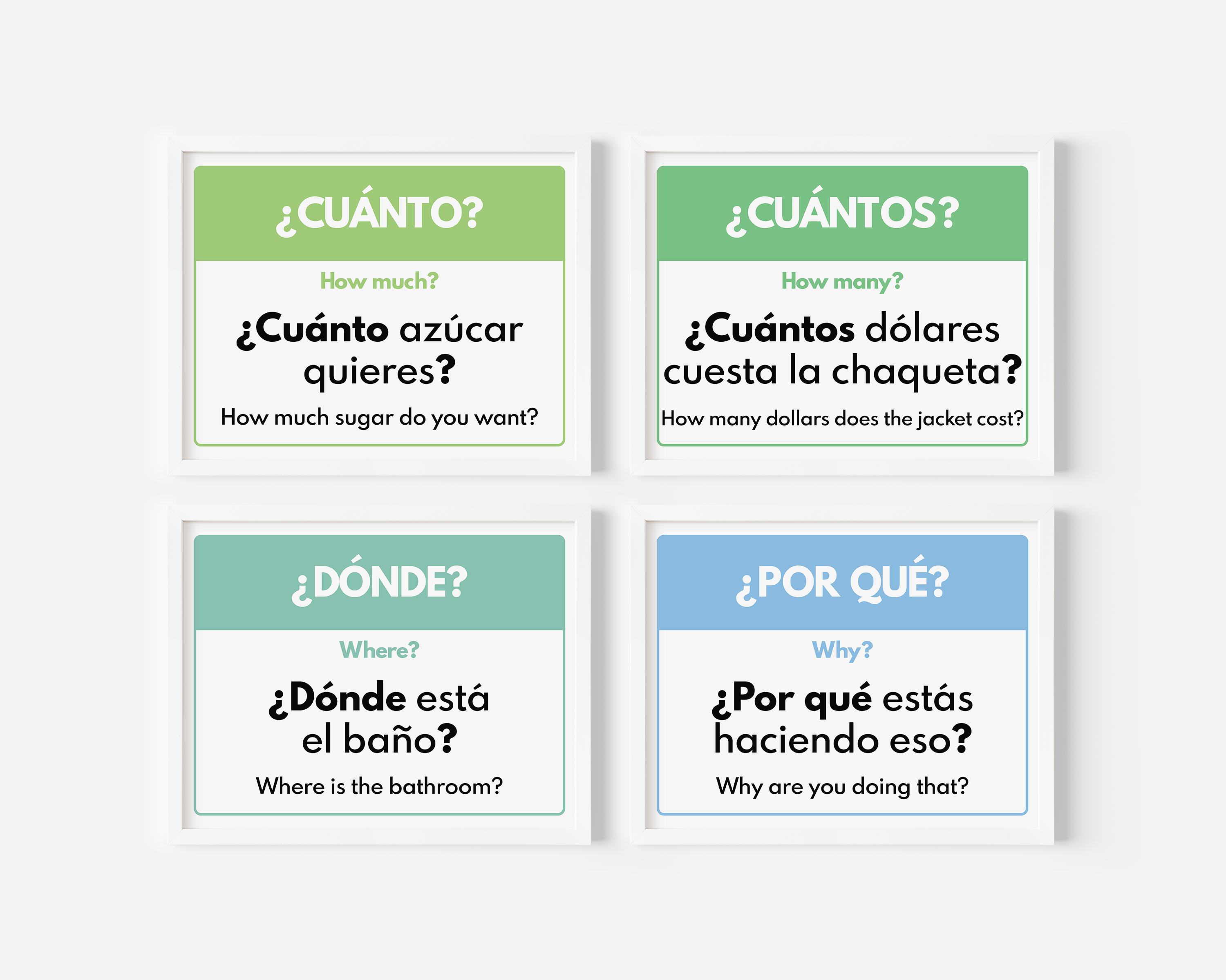 Spanish Language, QUESTION WORDS - Set of 12 Letter Size Posters, Grammar,  Classroom Wall Decor, Educational Posters, Digital Download - Etsy, image size:3000x2400